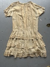 Antique 1910s 1920s John Wanamaker Drop Waist  Lace Dress Flapper Edwardian S picture