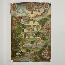 Tibetan Thangka Nine Stages of Meditation Embroidery Wall Hanging 90x60cm picture