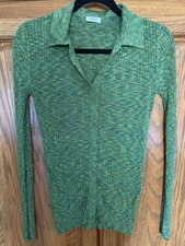 AKRIS Punto Long Sleeve Green Pullover rib knit stretch top size 8 picture