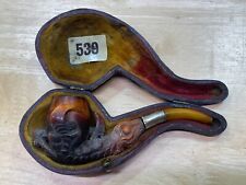 Antique Meerschaum eagle talon dragon Claw Tobacco Pipe case amber stem Damaged picture