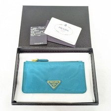 Prada Tessuto Coin Case Turquoise Blue Nylon Italy 1M1197 picture