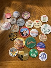 Mixed Vintage Button Pin Lot 1970s Plus picture