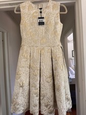 NWT Oscar de la Renta Gold Metallic Brocade Dress 14YFit & Flare F1620661 picture