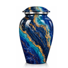 Blue Marble Adult Cremation Urn for Human Ashes 10 Inch Funeral Urns Male Female picture