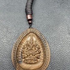 Hainan Yellow Ky Nam Agarwood Thousand Hand Guanyin Pendant Natural Wood Carving picture