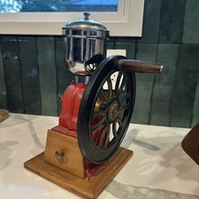 Vintage Cast Iron Coffee Grinder with Manual Wheel Crank Heavy 12inches Tall picture