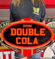 Antique Vintage Old Style Sign Double Cola 24x18 NOT Porcelain Made USA picture