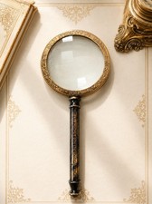 Vintage Brass Magnifying Glass, Leather Case, Nautical Detective Lens,  picture
