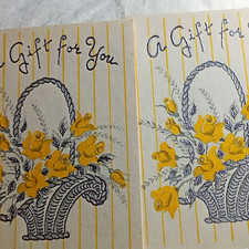 vtg 2 UNUSED GIFT CARDS - A Quaint Shop Original SILVER EMBOSSEING picture