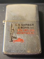 Vintage 1960 C.S. Garber & Sons Inc. Well Drillers Dual Sided Zippo - Used picture