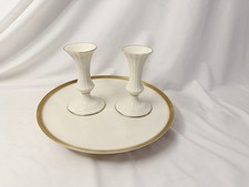 LENOX Hand Decorated W/24K Gold Trim Candlesticks (2) & Large Dining Plate picture