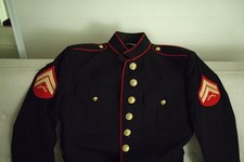 USMC Marine Corps Dress Blue Coat Blouse 48L Corporal Chevrons Enlisted Uniform picture