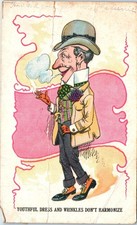 Antique 1910s Comic Postcard Dandy Smoking Gentleman Edwardian Humor Quote picture