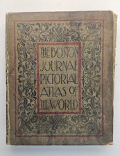 The Boston Journal Pictorial Atlas of the World Hardcover Antique (1898) picture