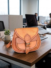Custom model Bag Genuine Goat stable Leather Brown Messenger Shoulder picture