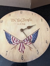 Vintage We The People 1776 Patriotic Wall Clock American Flag Independence Works picture