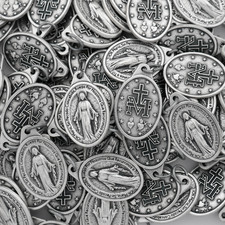 100 Spanish Miraculous Medals Silver-Plated Medals Catholic Gifts — Bulk Lot picture