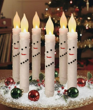 Baquler 6 Pcs Christmas Snowman Flameless Candles 6.5 Inch Short Winter Taper picture