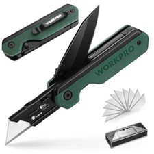 WORKPRO 2-in-1 Pocket Knife Folding Utility Knife Box Cutter Quick-Change Blades picture