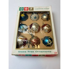 Vintage 1960s Franke Glass Christmas Ornaments Set of 9 – picture