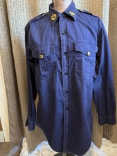 Vtg 1940s 1950s American Legion Official Uniform Shirt Navy Blue Cotton M L picture