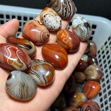 1000g 50pcs Crazy Lace SILK Banded Agate Polished Tumbled Stone Madagascar #03 picture
