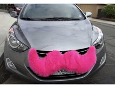 Original 2012 Fuzzy Pink Faux Fur Car Mustache Carstache Auto Decoration picture