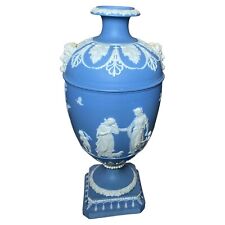 Antique Wedgwood Light Blue Jasperware 1700s Offering To Peace Urn Vase Damaged picture