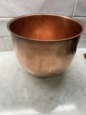 Vtg Solid Copper Mixing Bowl Flat Bottom Egg White Beating Bowl Unlined Heavy picture