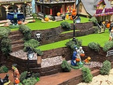 LIGHTED Halloween Village Display Base 45x17 for Dept 56 Lemax Dead of Night picture