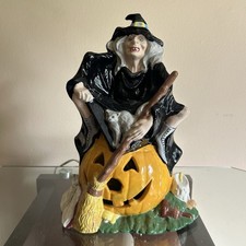 Vintage 1972 Byron Molds Ceramic Halloween Witch Jack O Lantern Lighted Painted picture