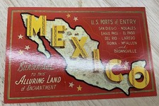 Vintage Mexico Map Color Photochrome Corpus Christi Texas Postcard 5.5x3.5 In picture