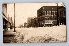 Front Street Downtown Mankato After Snow Storm Minnesota Postcard RPPC 1909 picture