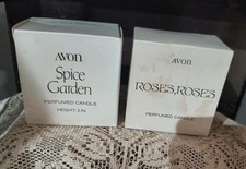 Vintage Avon Lot Of 2 Perfumed Candle W/ Original Box New Roses and Spice Garden picture
