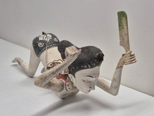 Vintage Balinese Flying Dewi Goddess Hand Carved Wood Hanging Sculpture Bali... picture