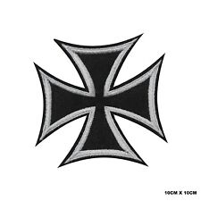 Black Cross Biker Logo Embroidered Patch Iron On/Sew On Patch Batch picture