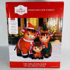 New 4.2ft Inflatable Highland Cow Family Christmas Light Up Yard Holiday Time picture
