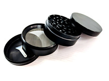 ⚫ Simply Black 4pc 2.5in Zinc Alloy Herb Grinder Tobacco w/ Magnet Lid - STURDY picture