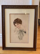 1910 vintage watercolor portrait of woman with cat- Gibson Girl quality picture
