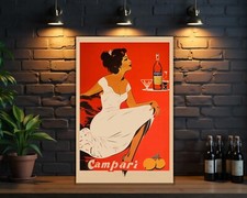 Campari Lady in White Hevy Metal Sign – Elegant Retro Italian Wall Sign 60x40cm picture