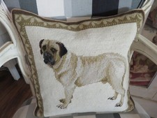 Aubusson style Handmade Bullmastiff Dog Victorian Style Needlepoint Pillow NWOT picture
