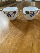 Giovanni Valentino Tea Cups Set Of 2 Blue White Gold Floral Italy picture