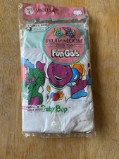Vintage 1993 Fruit Of The Loom Funpals/Fungals Barney Briefs Size 4 Pair Of 3 picture