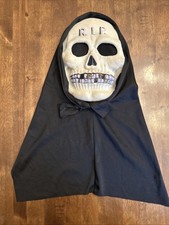 Vtg Fun World Grim Reaper Mask Gold Teeth Shroud Skull 9205 RIP Creepy Halloween picture