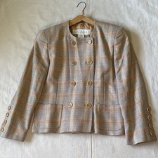 Vintage ESCADA by Margaretha Ley Plaid Wool tweed double breasted blazer 42 picture