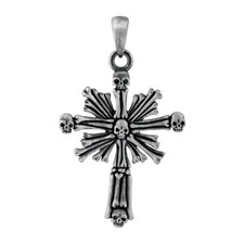 Skull Cross Pendant Necklace Made from Leadfree Pewter picture