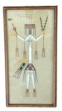 Vtg 1970’s Navajo Yei “Scared Ones” Sand Painting By Wilson Price Sr. Signed picture