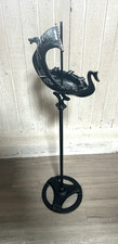 Vintage c. 1920s Cast Iron Viking Ship with Dragon Floor Ashray Stand picture