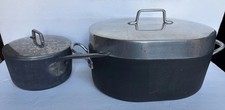 Lot of 2 Magnalite GHC USA 12 Inch Oval Roaster & Round 2 Quart Saucepan Pot picture