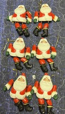 Rare Vintage 1995 House of Hatten HOH Jointed Santa Claus Ornaments Lot of 6 picture